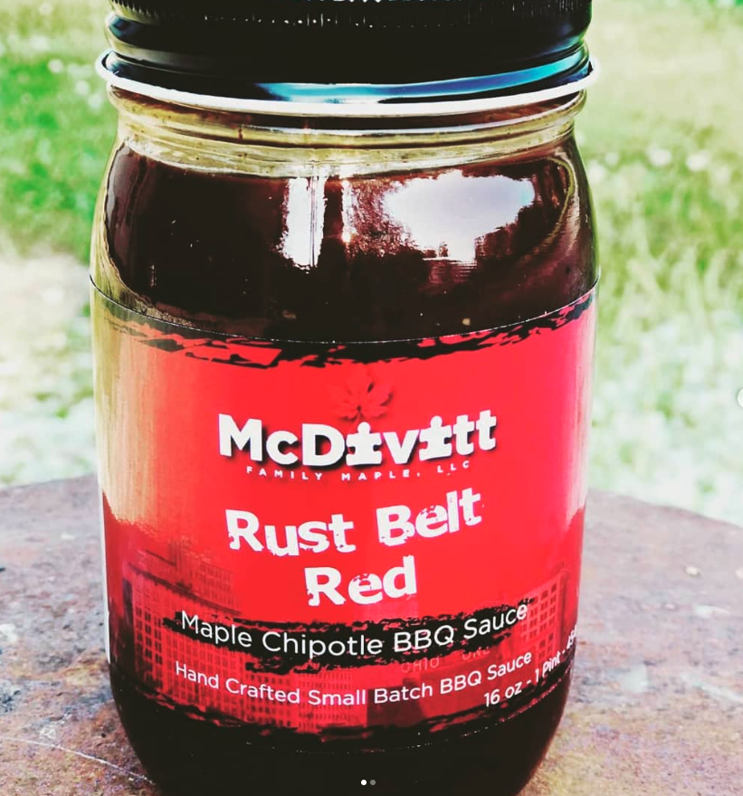 rust belt red bbq sauce label